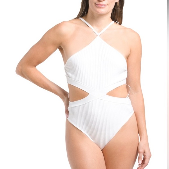 New Zara  White Ribbed cutout Bodysuit - Picture 7 of 13